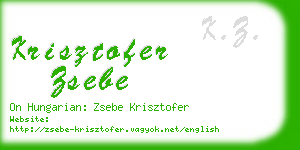 krisztofer zsebe business card